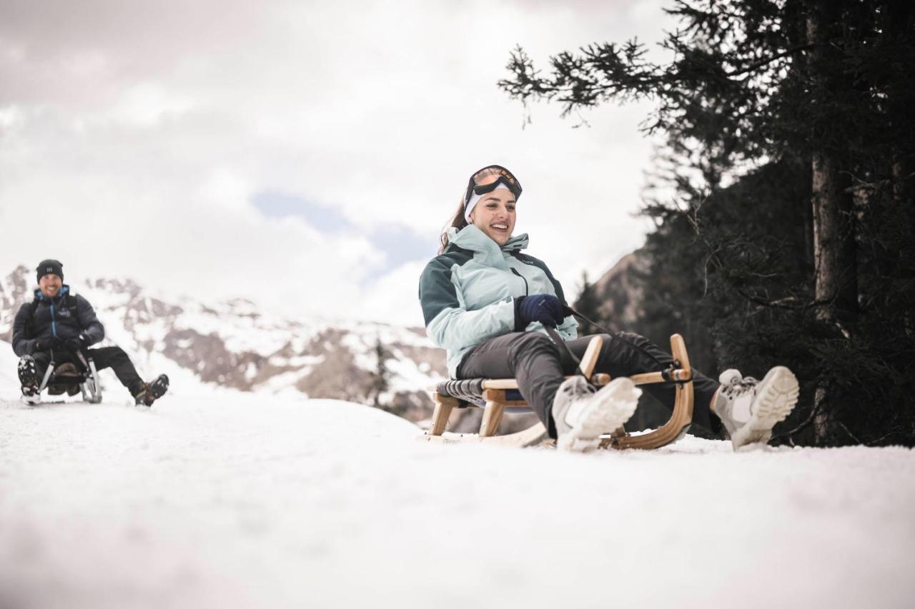 Santre Dolomythic Home ブレッサノーネ エクステリア 写真 A woman on a sledge